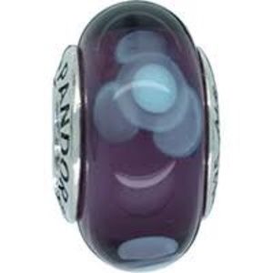 RETIRED PANDORA PURPLE BLUE FLOWER MURANO